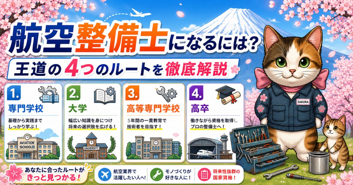 航空整備士になるには｜王道の4つのルートをサクラが解説