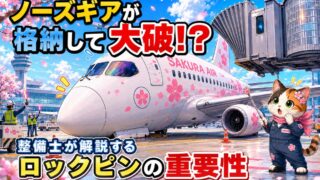 ノーズギアが格納して大破⁉︎整備士が解説するロックピンの重要性