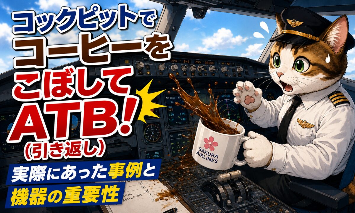 コックピットでコーヒーをこぼしてATB（引き返し）！実際にあった事例と機器の重要性
