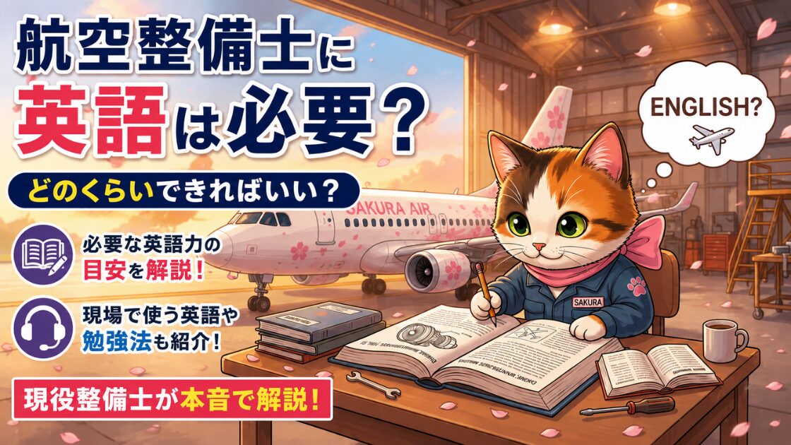 航空整備士に英語は必要かをマニュアルで勉強するサクラ