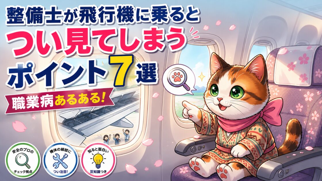 整備士が飛行機に乗ると窓から翼をつい見てしまうサクラ