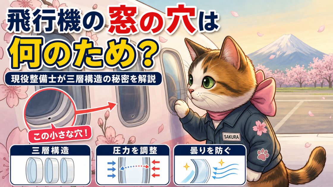 飛行機の窓の穴は何のため？現役整備士が三層構造の秘密を解説