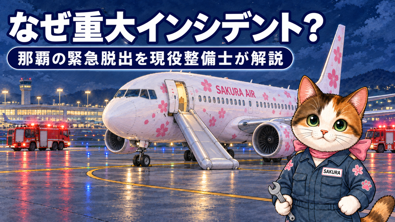 重大インシデントとは何かを、那覇空港の緊急脱出をもとに現役整備士が解説する記事のアイキャッチ